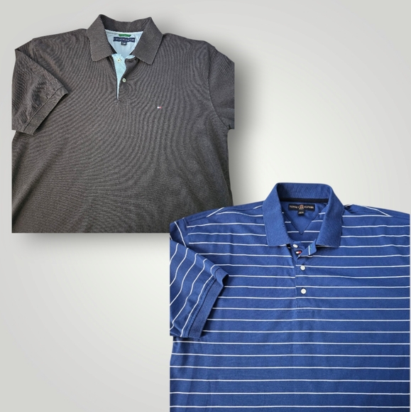 Tommy Hilfiger‎ Shirt Mens XL Polo Short Sleeves Lot Of 2 Collar Preppy - Picture 1 of 12